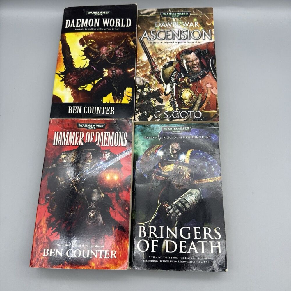 Lot (4) Warhammer 40K Paperback Novels Daemon World, Ascension, Hammer Of Daemon